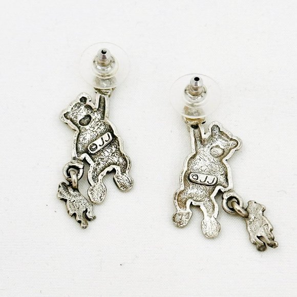 Jonette Jewelry (JJ) Bear Holding a Bear Earrings Vtg '80s - Picture 5 of 6
